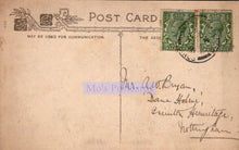 Load image into Gallery viewer, Vintage postcard with stamps and handwritten address on a beige background