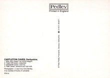 Load image into Gallery viewer, Back cover of a book or magazine with 'Pedley' branding and text about Castleton Caves, Derbyshire.
