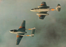 Load image into Gallery viewer, Two fighter planes flying in formation against a clear sky.