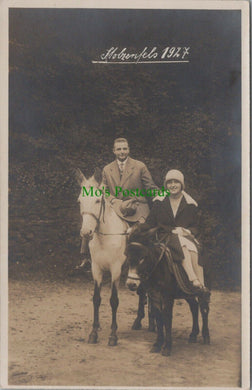Ancestors Postcard - Stolzenfels 1927 - Couple on a Horse and Donkey RS29186