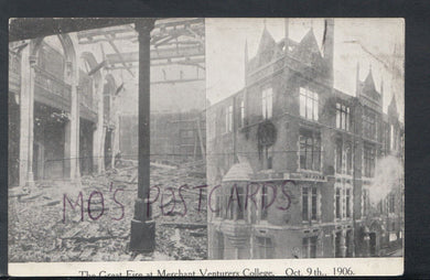 Bristol Postcard - The Great Fire at Merchant Venturers College, 1906 - RS17024