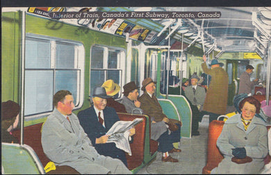Canada Postcard - Interior of Train, Canada's First Subway, Toronto   MB1424