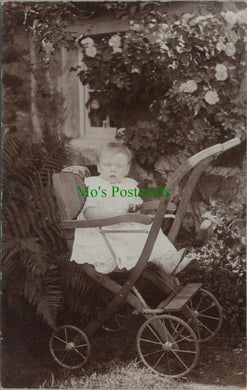 Children Postcard - Young Child in a Wooden Push Chair / Pram RS27599