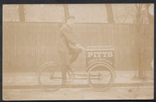Load image into Gallery viewer, Occupations Postcard - Pitts Family Butchers - Delivery Boy on Pedal Cycle A2839