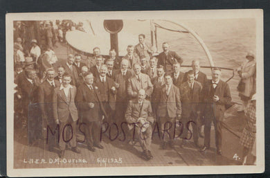 Shipping Postcard - L.N.E.R - D.M.Outing - Group of Men on Deck of Boat  RS16029