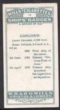 Load image into Gallery viewer, Wills Cigarette Card - Ships Badges Card No 14 - Concord