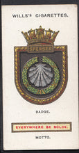 Load image into Gallery viewer, Wills Cigarette Card - Ships Badges Card No 23 - Spenser