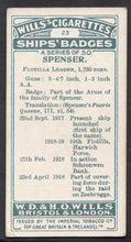Load image into Gallery viewer, Wills Cigarette Card - Ships Badges Card No 23 - Spenser