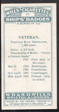 Load image into Gallery viewer, Wills Cigarette Card - Ships Badges Card No 32 - Veteran