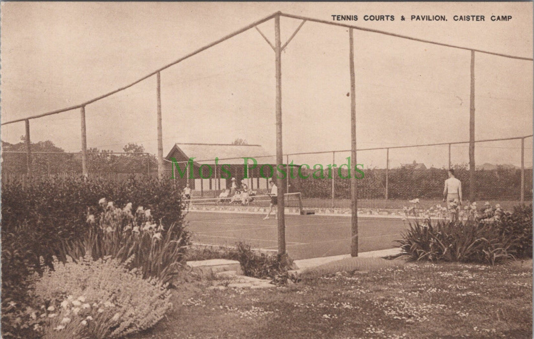 Norfolk Postcard - Caister Camp, Tennis Courts & Pavilion HP685