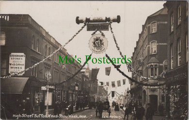 London Postcard - Sutton High Street, Xmas Show Week, 1908 - HP569