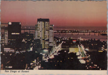 Load image into Gallery viewer, America Postcard - San Diego at Sunset, California  SW10288
