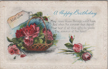 Load image into Gallery viewer, Greetings Postcard - A Happy Birthday, Basket of Flowers SW10643