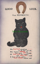 Load image into Gallery viewer, Dorset Postcard - Black Cat &amp; Horseshoe, Good Luck From Weymouth SW10388
