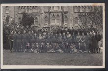 Load image into Gallery viewer, Military Postcard - Group of British Soldiers and Women Outside a Hotel - Mo’s Postcards 
