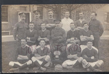 Load image into Gallery viewer, Military Postcard - Group of British Soldiers - K Battery Royal Horse Artillery Football Cup Winners, 1914 - Mo’s Postcards 
