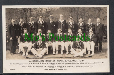 Sports Postcard - Australian Cricket Team, England, 1934