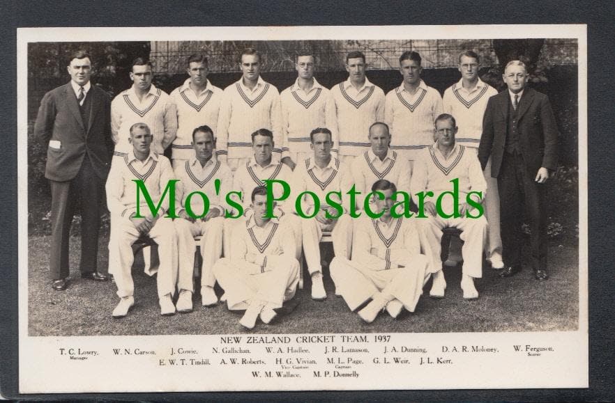Sports Postcard - New Zealand Cricket Team, 1937