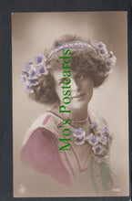 Load image into Gallery viewer, Glamour Postcard - Young Lady Wearing Flowers