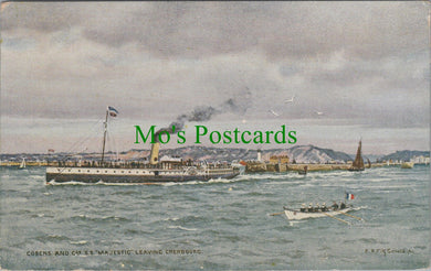 Shipping Postcard, S.S.Majestic Leaving Cherbourg