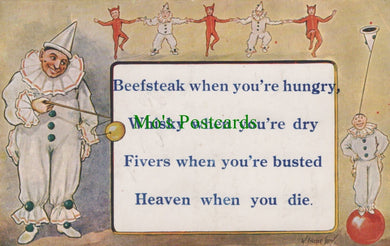 Comic Postcard - Pierrot / Devil / Beefsteak