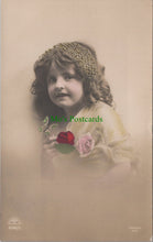 Load image into Gallery viewer, Children Postcard - Young Girl Holding Roses