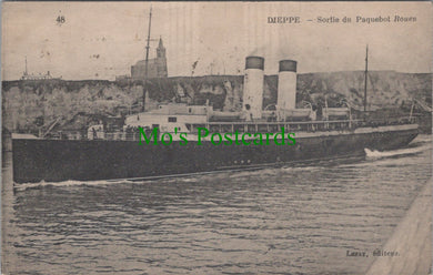 Shipping Postcard - Dieppe, Sortie Du Paquebot Rouen