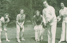 Load image into Gallery viewer, Nostalgia Postcard - J.B.Priestley in Actresses v Authors Cricket Match, 1938 - Mo’s Postcards 
