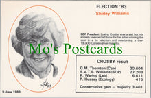 Load image into Gallery viewer, Politics Postcard, Election 1983, Politician Shirley Williams
