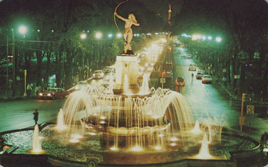 Mexico Postcard - Night View of The Diana on Reforma Boulevard - Mo’s Postcards 
