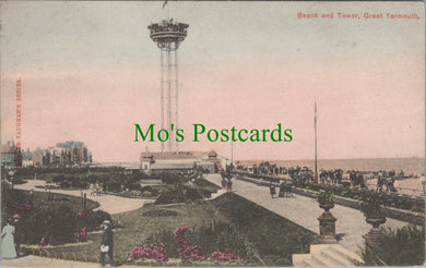 Norfolk Postcard - Great Yarmouth Beach and Tower  DC1275