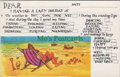 Holiday Message Postcard - Lazy Holiday, Beach, Deckchair  SW13405