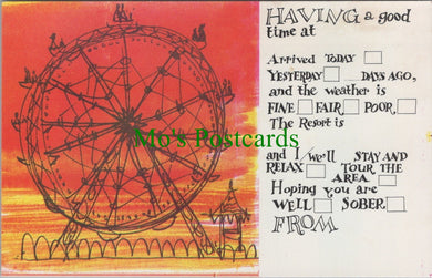 Holiday Message Postcard - Ferris wheel, Amusement Ride  SW13407
