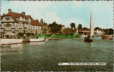 Norfolk Postcard - Horning, The Swan Inn and River Bure  SW13409