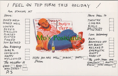 Holiday Message Postcard - Sleeping Man, Holiday Checklist  SW13411
