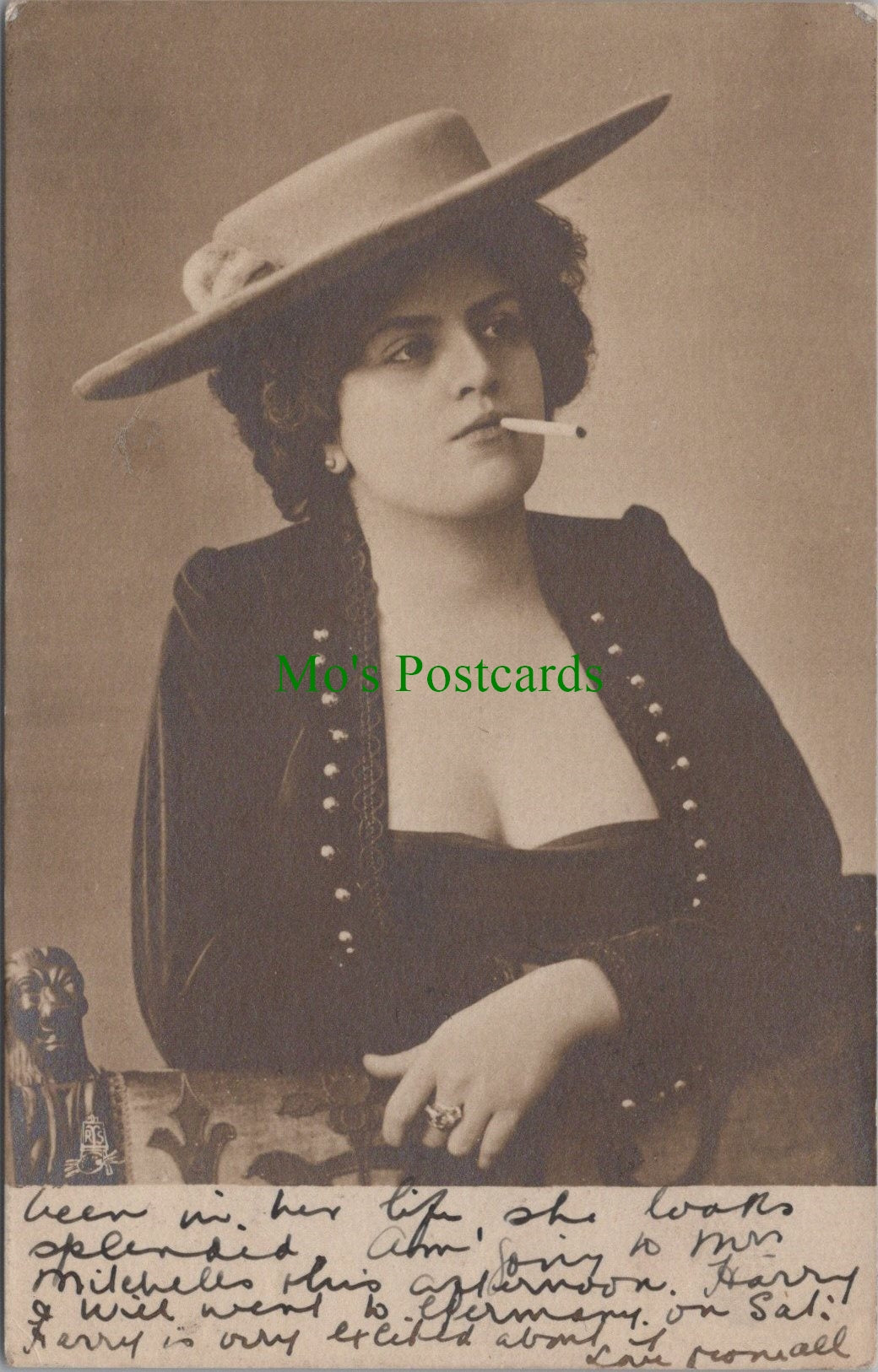 Glamour Postcard - Young Lady Smoking a Cigarette  SW11159