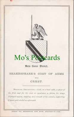 Heraldic Postcard - William Shakespeare's Coat of Arms and Crest SW12363