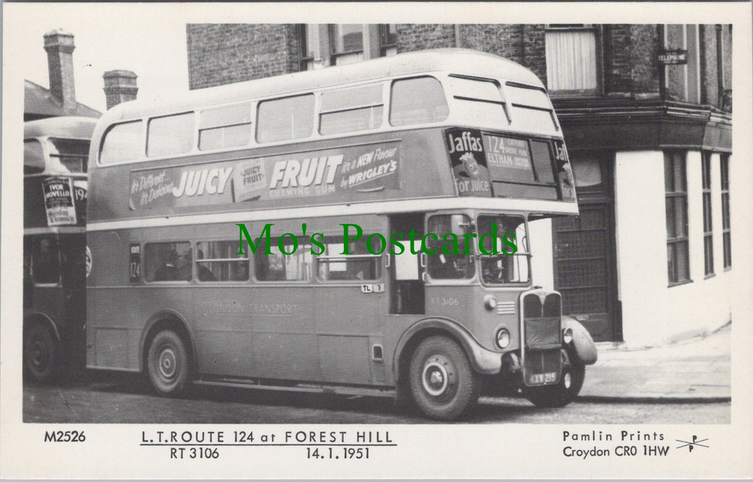 London Postcard - L.T.Route Bus 124 at Forest Hill in 1951 - SW11685