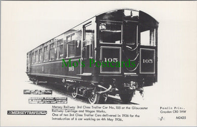 Mersey Railway Postcard - 3rd Class Trailer Car No 105 - SW11604