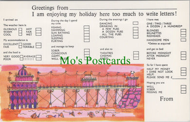 Greetings Postcard - Holiday Message, List of Activities  SW11610