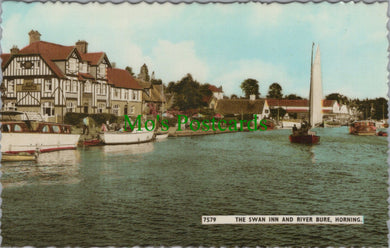 Norfolk Postcard - Horning, The Swan Inn and River Bure  SW11611