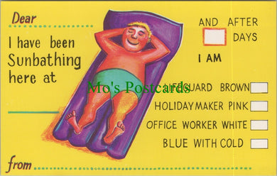 Holiday Greetings Postcard - Sunbathing on Lilo   SW11751