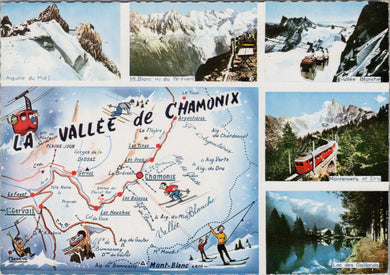 France Postcard - Map of La Vallee De Chamonix  SW12821