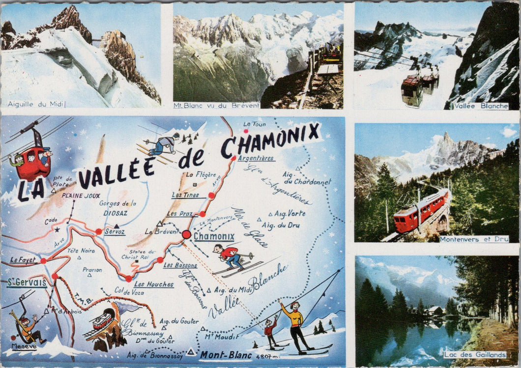 France Postcard - Map of La Vallee De Chamonix  SW12821