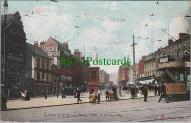 Nottinghamshire Postcard - Nottingham, Queen's Statue and Angel Row  DC1605