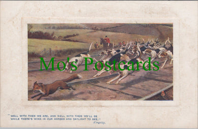 Animals Postcard - Dogs Chasing a Fox, A Hunting We Will Go HP237