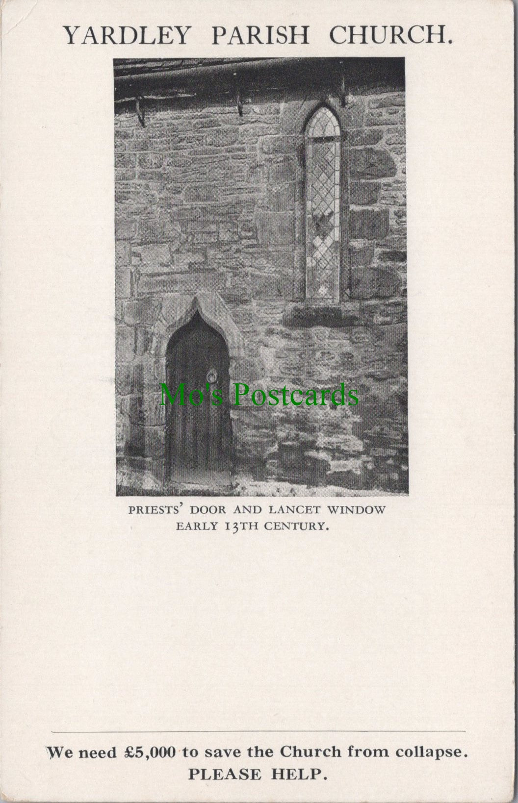 Warwickshire Postcard - Yardley Parish Church  SW13275