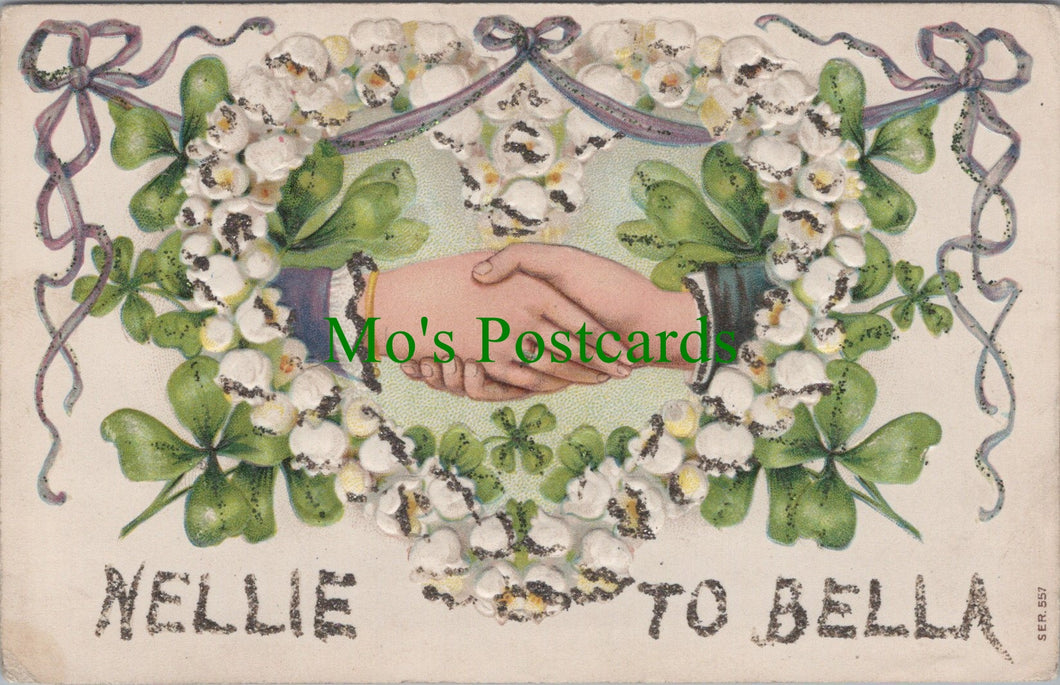 Embossed Greetings Postcard - Nellie To Bella Handshake  SW13279