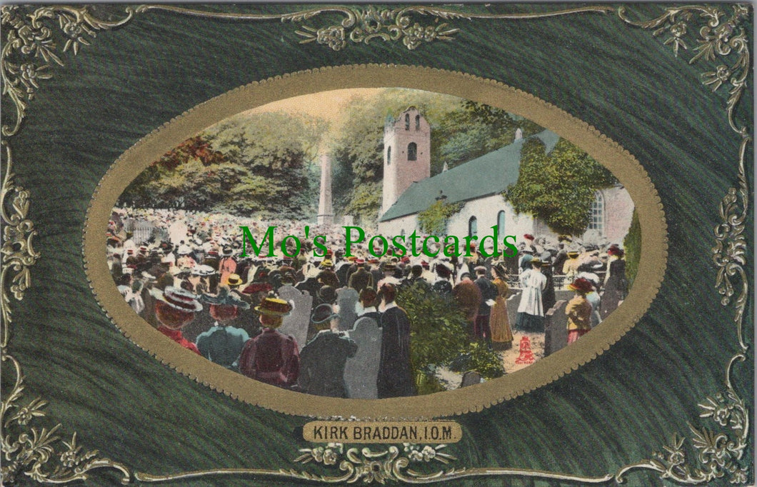 Isle of Man Postcard - Kirk Braddan Church Service  SW11016
