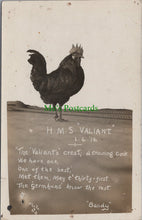 Load image into Gallery viewer, Naval Postcard - H.M.S.Valiant, The Valiants Crest, A Crowing Cock HP136
